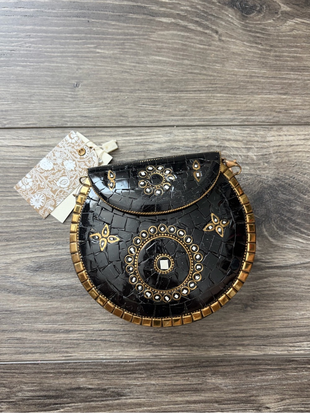 NWT Hard Shell Black Mosaic Tile Iron Bag